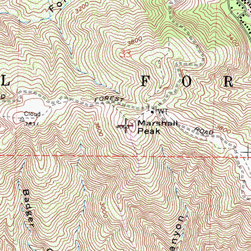 Topographic Map of Marshall Peak, CA