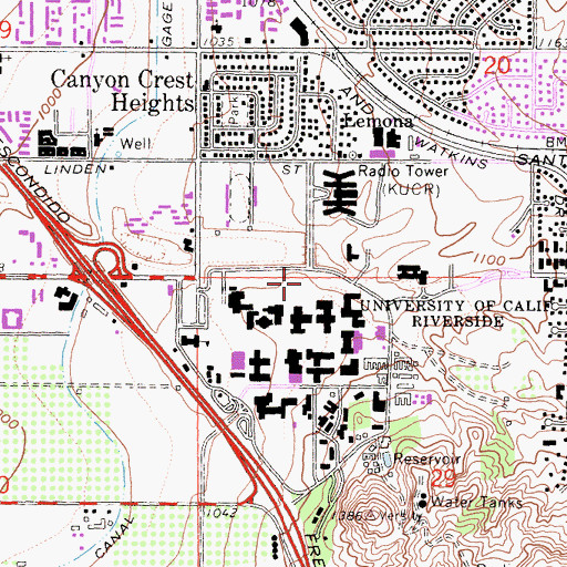 Topographic Map of Bourns Hall, CA