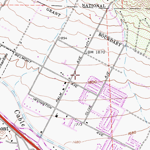 Topographic Map of Palm Avenue Elementary School, CA