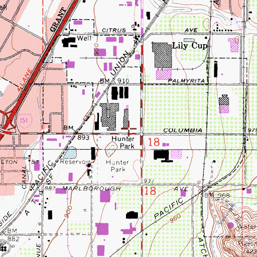 Topographic Map of Big Springs School, CA