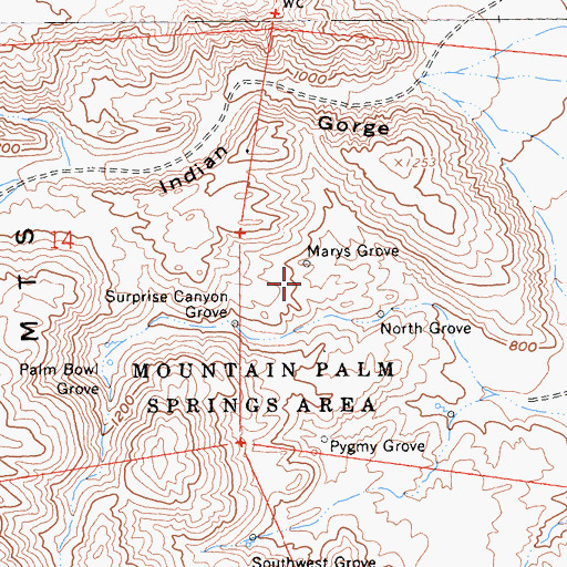 Topographic Map of Marys Grove, CA