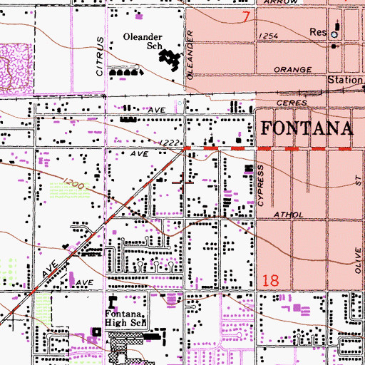 Topographic Map of Date Elementary School, CA