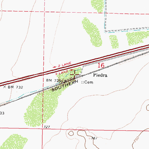 Topographic Map of Piedra, AZ