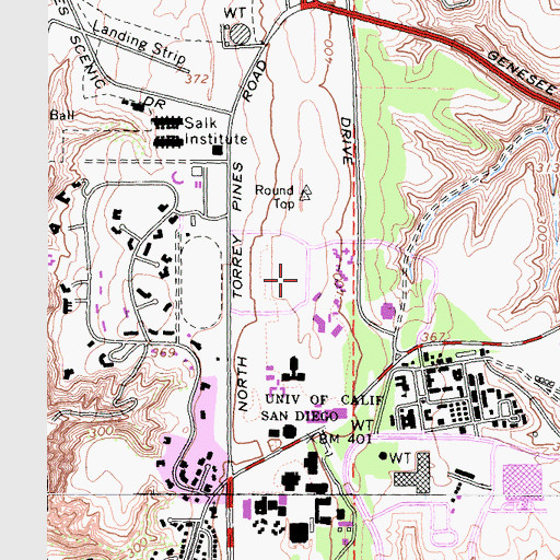 Topographic Map of Sequoyah Hall, CA