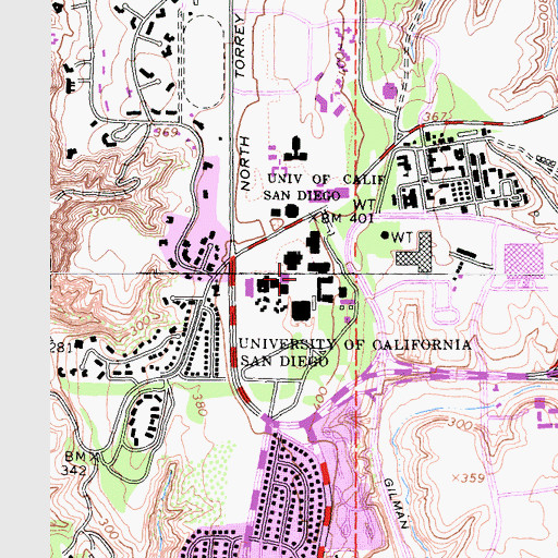 Topographic Map of Revelle Plaza, CA
