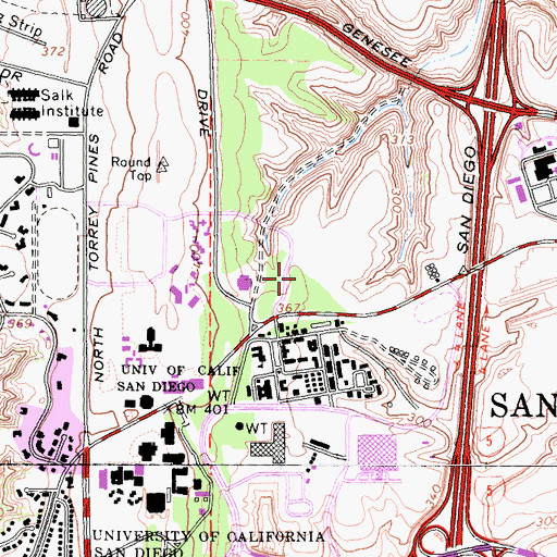 Topographic Map of Warren Mall, CA