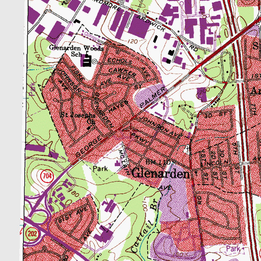 Topographic Map of City of Glenarden Municipal Center, MD