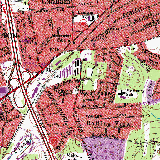 Topographic Map of Bethany Way of the Cross Church of Christ, MD