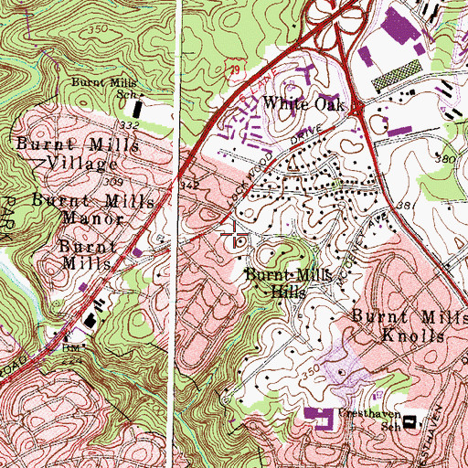 Topographic Map of Burnt Mills Seventh Day Adventist Church, MD