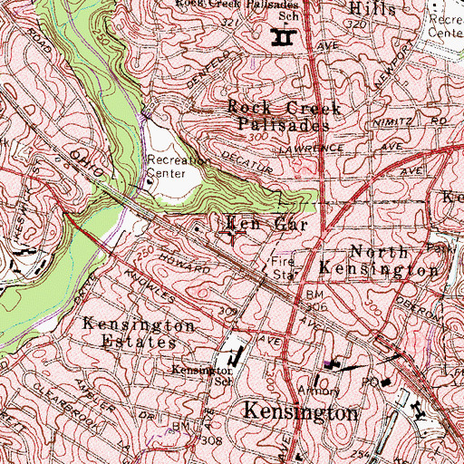 Topographic Map of First Baptist Church Kengar of Kensington, MD