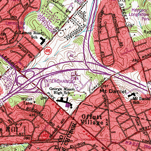 Topographic Map of Falls Church City Park, VA