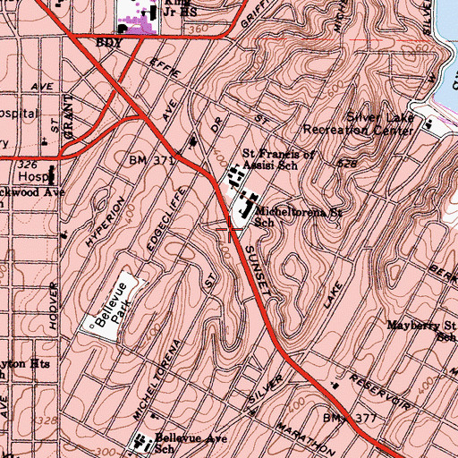 Topographic Map of Micheltorena Elementary School, CA