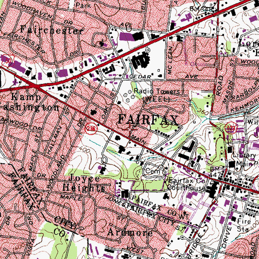 Topographic Map of Fairfax Surgical Center, VA