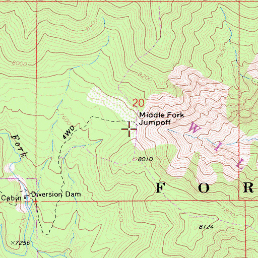 Topographic Map of Middle Fork Jumpoff, CA