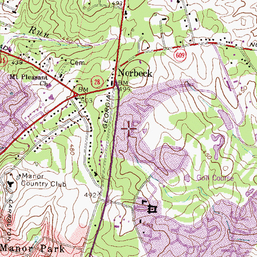 Topographic Map of Manor Village, MD