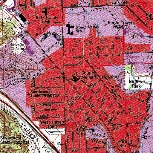 Topographic Map of Baptist Health Floyd Hospital, IN