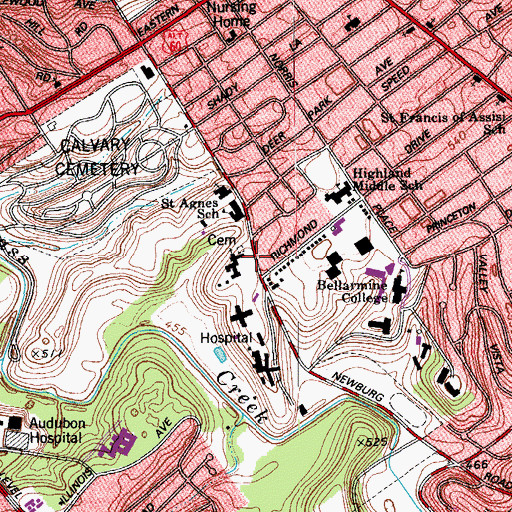 Topographic Map of Saint Agnes Church, KY