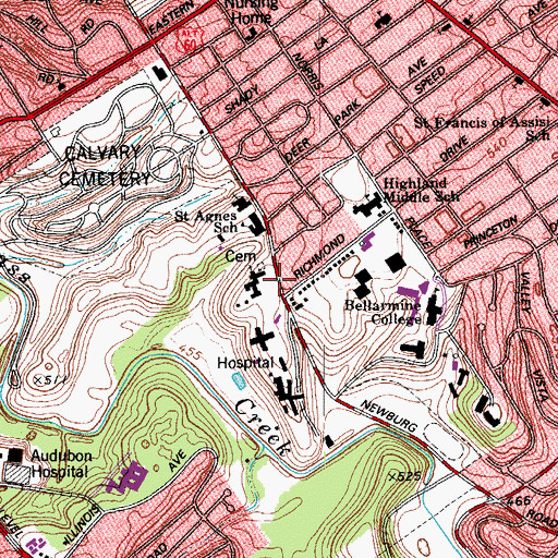 Topographic Map of Sacred Heart Passionist Seminary, KY