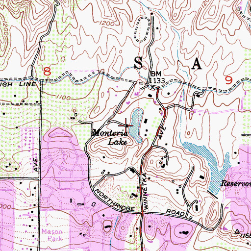 Topographic Map of Monteria Lake, CA