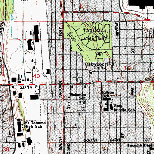 Topographic Map of New Salem Baptist Church, WA