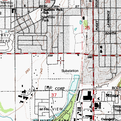 Topographic Map of Tacoma Trinity Church, WA