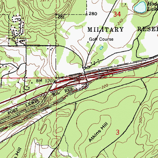 Topographic Map of Interchange 116, WA