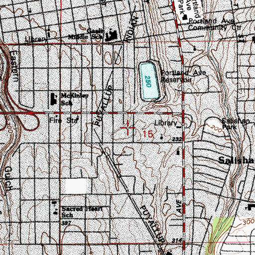 Topographic Map of Blix Elementary School, WA