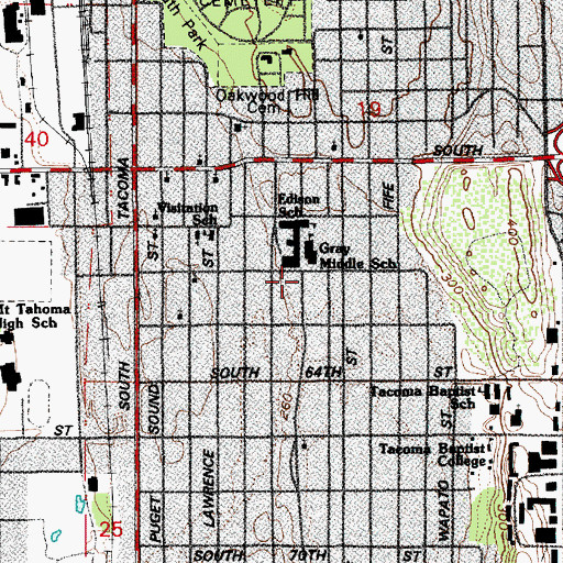 Topographic Map of Gray School, WA