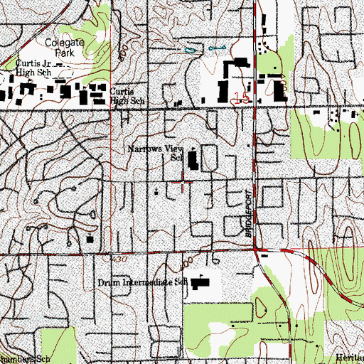 Topographic Map of Narrows View Intermediate School, WA