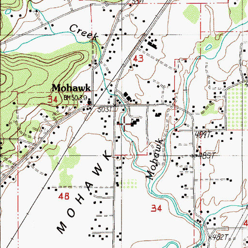 Topographic Map of Mohawk Elementary School, OR