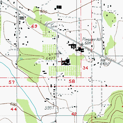 Topographic Map of Pleasant Hill Middle School, OR