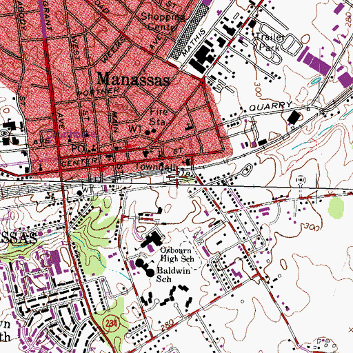 Topographic Map of Manassas City Alternative Education Center, VA