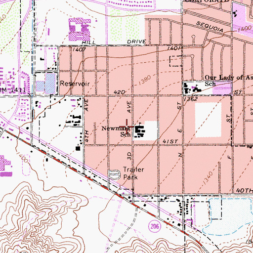 Topographic Map of Newmark Elementary School, CA
