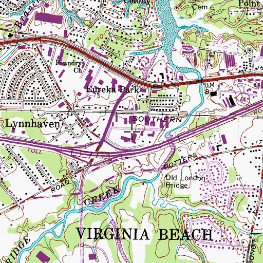 Topographic Map of Tidewater Tech Trade School - Virginia Beach, VA