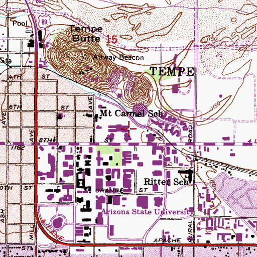 Topographic Map of San Pablo Residence Hall, AZ