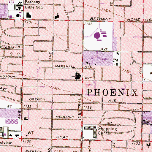 Topographic Map of First United Methodist Church of Phoenix, AZ