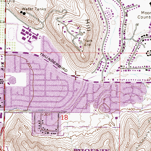 Topographic Map of Hillside Southern Baptist Church, AZ