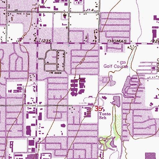 Topographic Map of Coronado High School, AZ
