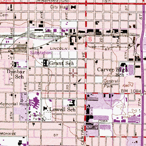 Topographic Map of Saint Anthony Catholic Church, AZ