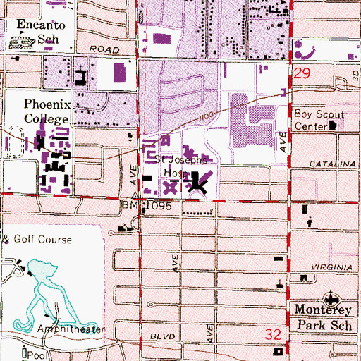 Topographic Map of Saint Joseph's Hospital and Medical Center - Center for Women's Health, AZ
