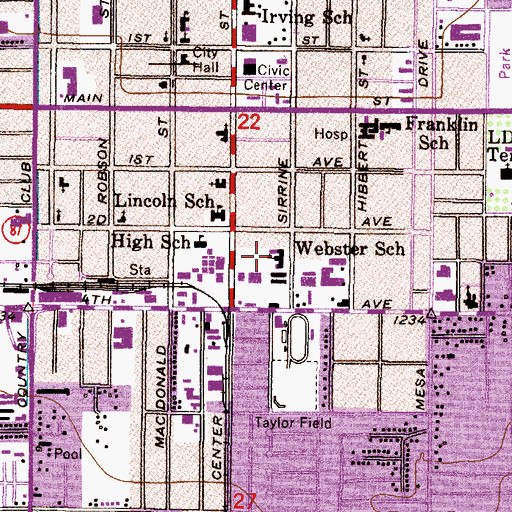 Topographic Map of Franklin West Elementary School, AZ