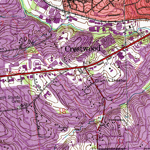 Topographic Map of Prince of Peace Lutheran Church of Crestwood, MO