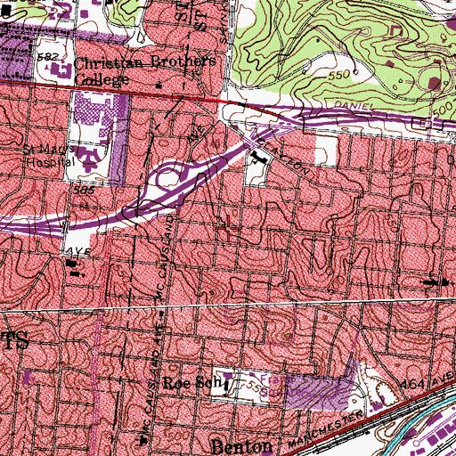 Topographic Map of Hi-Pointe, MO