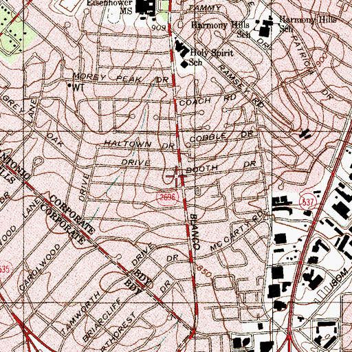 Topographic Map of Fourth Church of Christ, TX