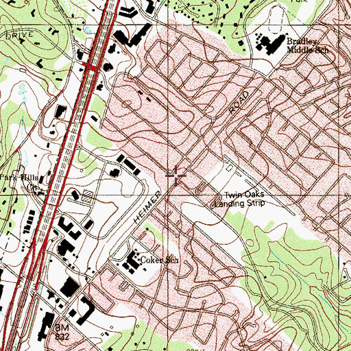 Topographic Map of Brook Hollow Branch Library, TX