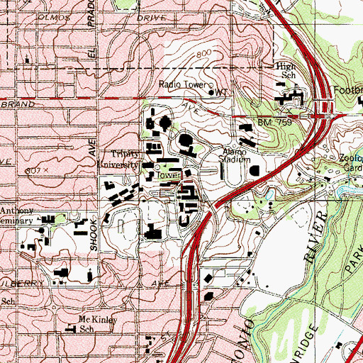 Topographic Map of Calvert Residence Hall, TX