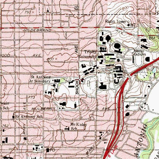Topographic Map of Lightner Residence Hall, TX