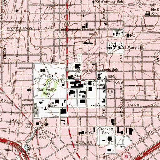 Topographic Map of Methodist Student Center, TX