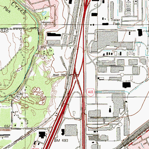 Topographic Map of Interchange 161, TX