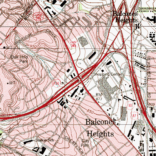 Topographic Map of Interchange 16A, TX